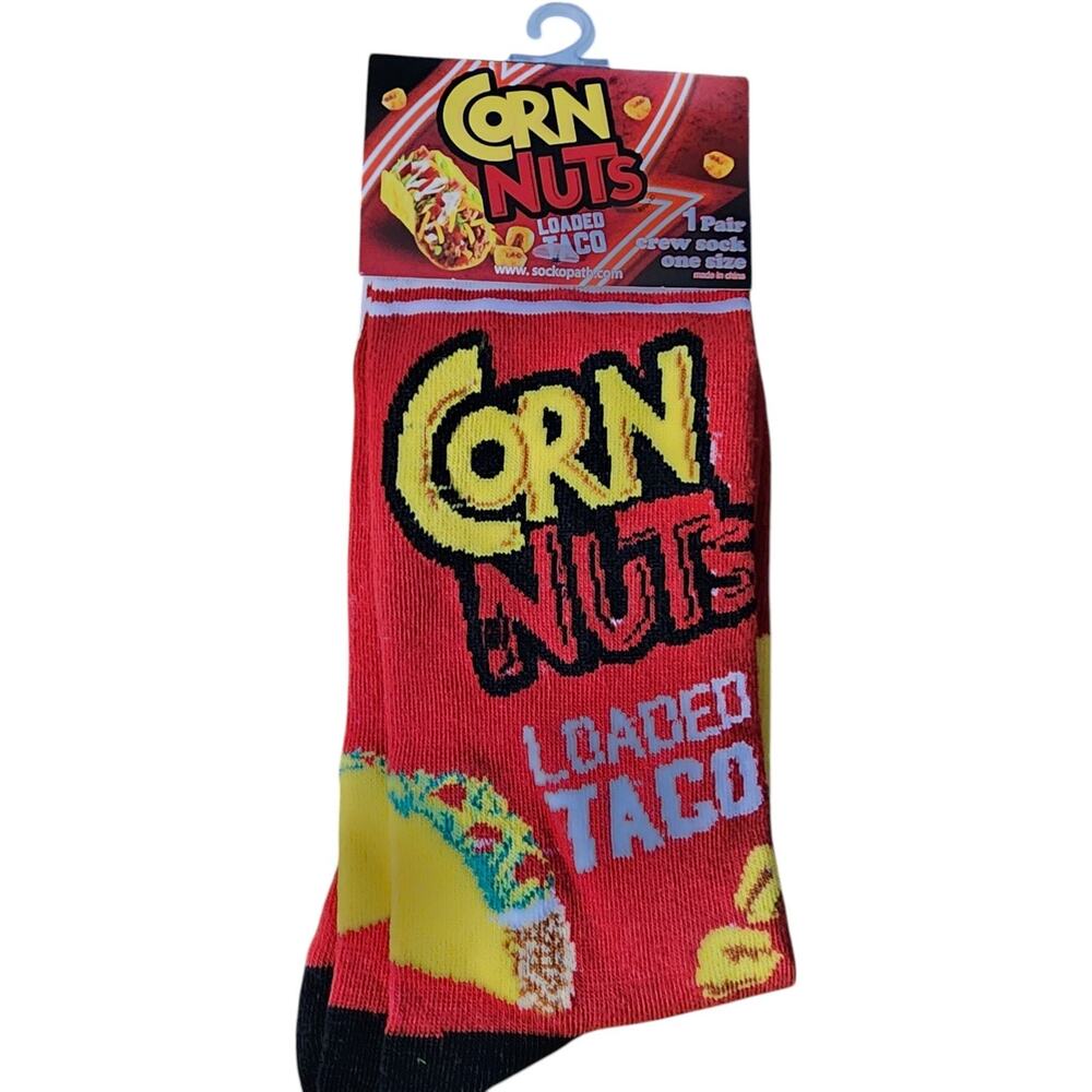 NWT Corn Nuts Loaded Taco Crew Socks Men 8-12 Women 9-14 Novelty